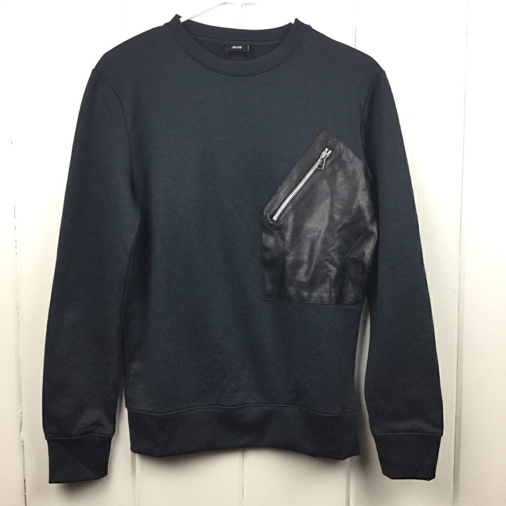 H&M Gray Sweatshirt Charcoal Gray Faux Leather, Size - XS‎